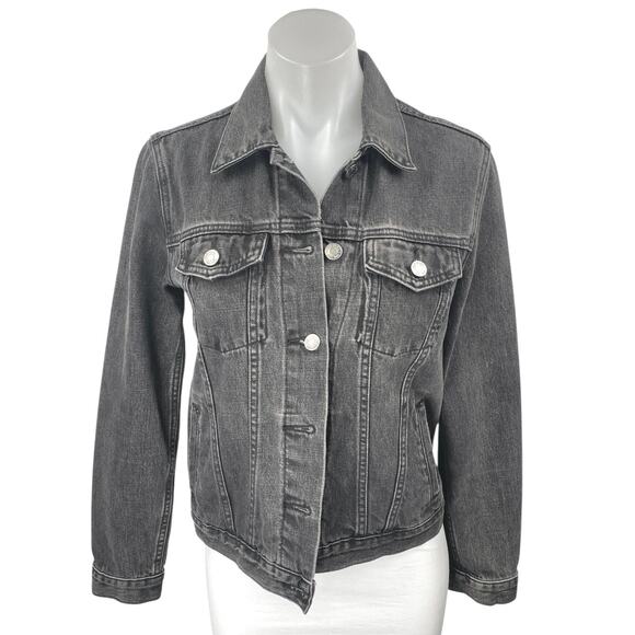 GAP Jackets & Blazers - GAP Women's Black Washed Long Sleeve Button Down Pockets Denim Jean Jacket Sz XS